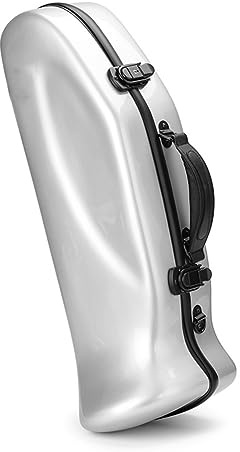 HDYNUZ Leichte Trompetentasche, Glasfaser-Kohlefaser-Trompetenkoffer, wasserdicht, verstellbar, tragbar, Zubehör für Blechblasinstrumente (Color : Silver)