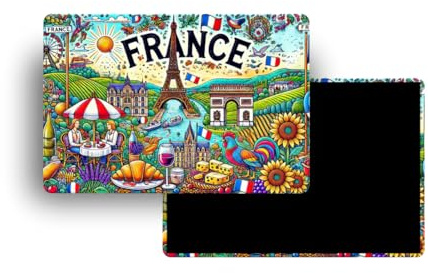 Imanes Nevera - 120 Países a elegir - Recuerdos Turísticos Países del Mundo - Imanes Decorativos Nevera - Regalo Viaje - Estilo Tradicional - 5,4 x 7,8 cm - 1 Unidad (Francia)