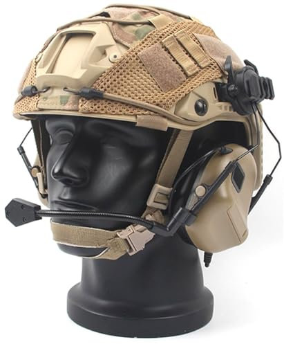 HUTRADE Casco Táctico Tipo PJ Ligero, Casco De Paintball Universal Equipo Estilo Militar con Auriculares Tácticos Y Cubierta De Casco para Paintball Deportes Al Aire Libre Caza Tiro