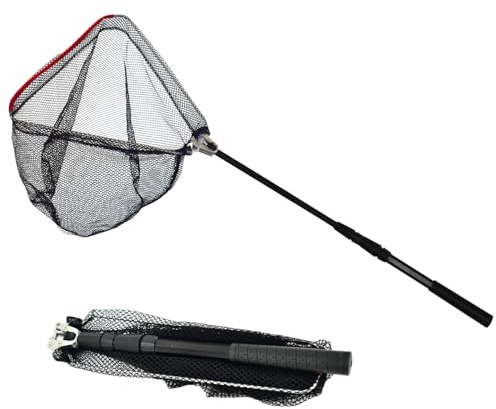 Fishing Net with Telescopic Handle, Folding Fish Landing Net with Aluminum Alloy Handle for Saltwater and Freshwater, Extends to 51 Inch
