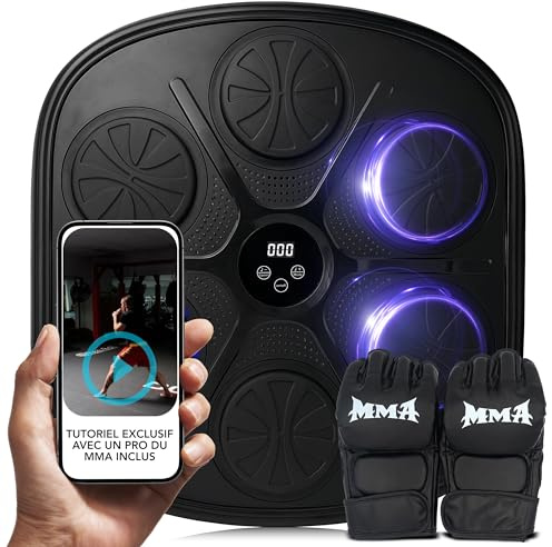 Machine de Boxe Musicale Adultes et Enfants Bluetooth avec Tutoriel Vidéo | Sport Maison | Fitness Cardio | Entraînement Punching Ball | Sac de Frappe Mural | Idée Cadeau Innovante.