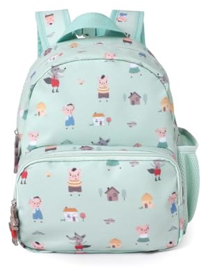 Tutete Mochila Infantil para Guardería | Mochila acolchada de tamaño pequeño | Ideal para niños pequeños | 100% RPET reciclado | Cierre seguro y bolsillos funcionales | the three little pigs