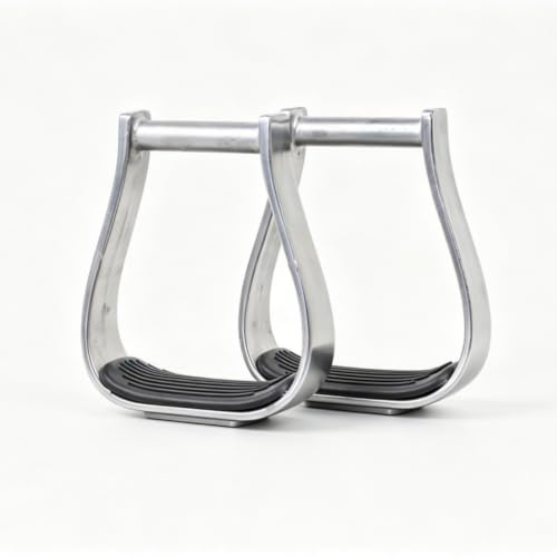 harayaa Étrier d'Équitation Aluminium Étrier Western Accessoire de Selle Paire Antidérapant Insert Caoutchouc Adhérence par Tous Temps Sécurité Du Pied Adapté
