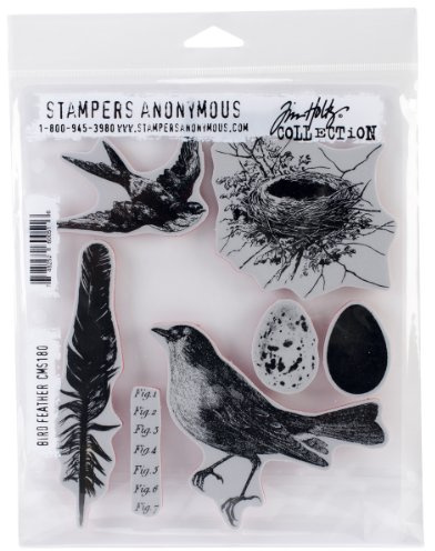 Stampers Anonymous Tim Holtz Cling Rubber Stamp Set, 7-Inch by 8.5-Inch, Bird Feather