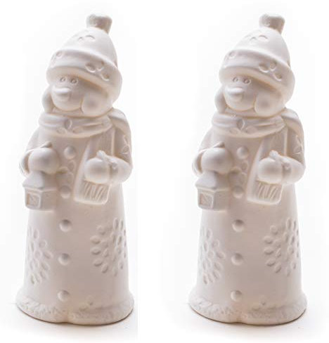 DARO DEKO Porzellan Schneemann mit LED 17,5cm - 2 Stück