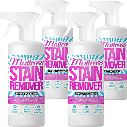 Pro-Kleen Mattress Stain Remover and Cleaner with Odour Neutraliser Removes Stains Caused by Urine, Blood, Vomit and Faeces 4 x 500ml
