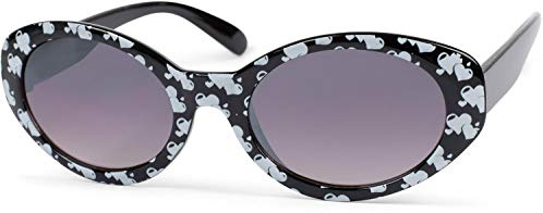 styleBREAKER Occhiali da sole da bambina con lenti ovali e fantasia a cuori, montatura in plastica, lenti piatte in policarbonato, per bambini 09020088, colore:Telaio nero/Vetro Grigio Sfumato