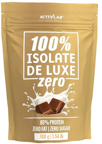 Activlab Protein Pulver - Reines Whey Proteinisolat WPI mit 85% Eiweiß und BCAA - 700 g - Fettfrei Zuckerfrei 25 g Protein für Muskelaufbau - Isolate De Luxe ZERO Schokolade