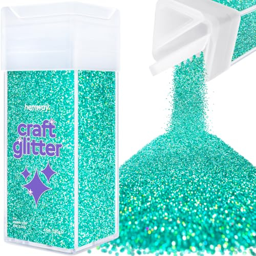 Hemway Craft Glitter Shaker Turquoise Blue Holographic 130g Ultrafine | for Resin & Epoxy Crafts, Christmas Art Supplies, Nail, Body, Face, Eye, Festival, Crafting, Slime, Sparkle