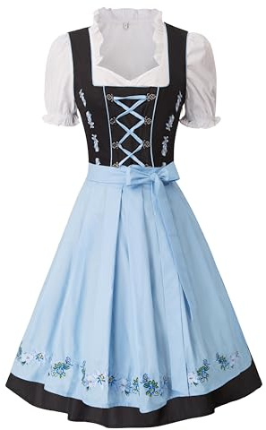 JASAMBAC Costume Dirndl 3 pièces pour femme Oktoberfest | Tenues bavaroises traditionnelles, festivals de bière d'octobre, Halloween, fêtes à thème, cosplay