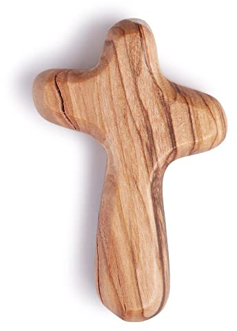 Sustainable Handcrafted 5cm Olive Wood Smooth Comfort Holding Cross