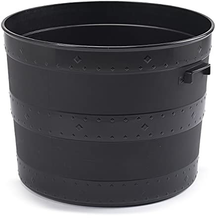 Optimal Products Black Plastic Planter Plant Pot Tub Garden Patio Out Or Indoor Barrel Flower Pot 35cm & 50cm (60L/50cm (1 Planter) Black)
