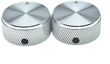 KAISH 2 st 1-0,2 tum (30 mm) Diam. Potentiometerknoppar i aluminium 0,2 cm universella kontrollknappar i metall med indikator och set skruv för AMP-förstärkare/effektförstärkare/förförstärkare silver