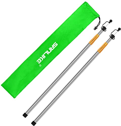 SAN LIKE 2er Set Teleskopstange für Zelte Tarp, Teleskopstangen Aufstellstangen 220cm, Baldachinstütze Teleskop aus Edelstahl Zeltstangen Tarpstangen für Planen Markise Baldachin Veranda Sonnensegel