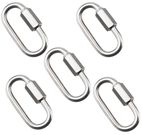12x Ø4mm Edelstahl Schraubverbinder Schnellverbindungs-Karabinerhaken aus Edelstahl Robuste Ovale D-Form Verschlussclips für Outdoor/Innenbereich, Camping und Wandern