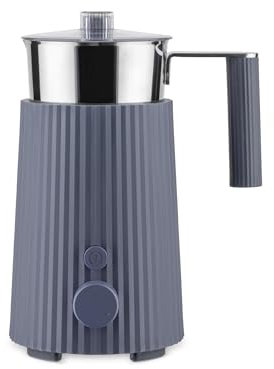 Alessi Plissé MDL13 G - Espumador de Leche de Inducción Multifunción, en Resina Termoplástica, Jarra en Acero Inoxidable, Enchufe Europeo, 600 W, 35 cl, Gris