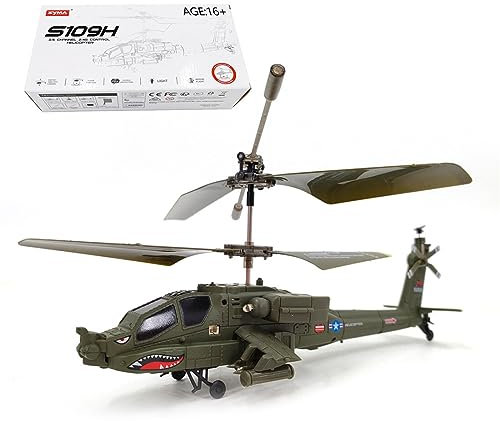 SUNDARE S109H Apache RC Helicopters with Bright Night Navigation Lights, 3CH Remote Control Helicopters Outdoor, RTF Version RC Military Planes Professional Indoor Outdoor Toys Gifts