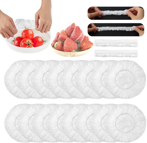 200 Pièces Sacs de Conservation Frais, Film Alimentaire avec Élastiqués, Couvercle de Protection Alimentaire, Sacs De Conservation Frais Reutilisable, pour Réfrigérateurs, Restes, Fruits, Viandes