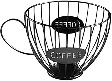 HiCOZZIE Coffee Fruits Capsule Storage Basket Coffee Cup Shaped Pod Holder and Organizer for Home Cafe Hotel Black