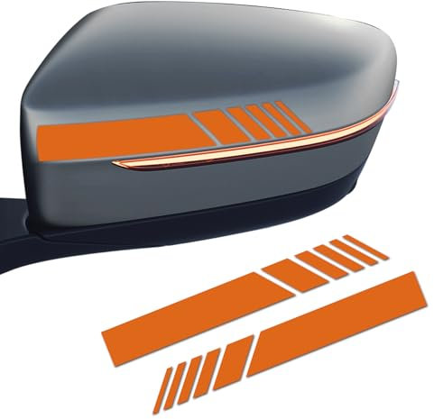deemars 2PCS Auto Rückspiegel Aufkleber, Wasserdichte Rückspiegel Streifen Aufkleber, Reflektierender Aufkleber für den Seitenspiegel, Universelle Anti-Kollisions-Streifen für die Fahrzeuge (Orange)