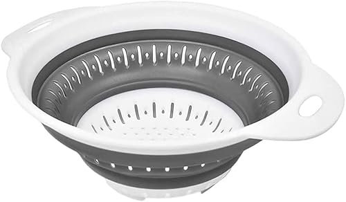 Passoire pliable en silicone pour cuisine - Gain de place - Avec poignées - Gris - Professionnel et attrayant