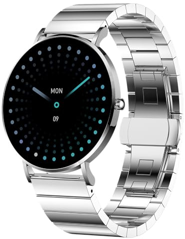 XCOAST Unisex Smartwatch Silber – Gliederarmband, AMOLED Display, Fitness Tracker mit Herzfrequenz, Blutdruck & SPO₂, 21+ Sportmodi, IP68 wasserdicht, 7 Tage Akku, Android & iOS