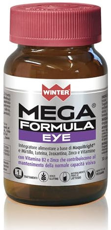 Eye Winter Integratore Occhi con Luteina e Zeaxantina, Mirtillo Nero, Zinco, Vitamina B1 e B2 per la Salute Oculare | Integratori per Occhi Rossi e Stanchi 30 Capsule