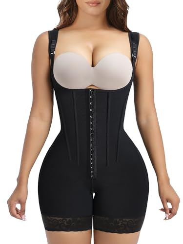 YIANNA Body Reductor Mujer Adelgazante Fajas Colombianas Reductoras con Huesos de Acero Moldeador Barriga Postparto Bodysuit Shapewear Negro S 7306