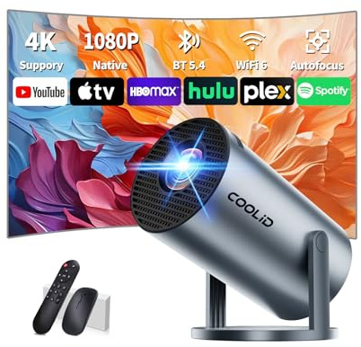Mini Vidéoprojecteur [App Intégrée & 2026 Upgraded] Projecteur Supporte 4K/1080P avec 5G WiFi 6 Et BT 5.4 Soutien Rotation 270° Portable Projecteur Video Applicable Laptop/HDMI/TV Stick/Home,Gris