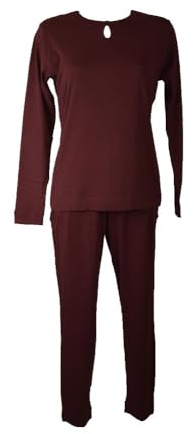 RAGNO Pigiama Donna Collo a Goccia con Bottone Thermo Cotton Caldo Cotone Invernale Articolo DR94NU, B95 Fig, Taglia 46
