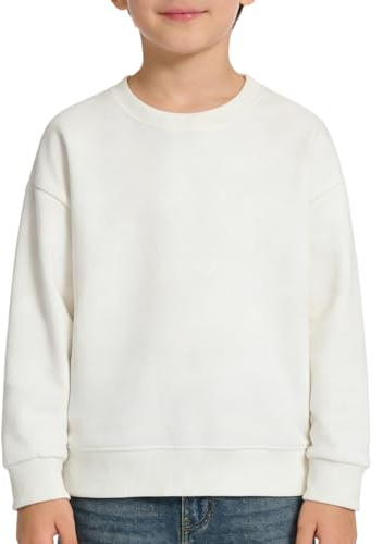 Rolanko Felpa per Ragazzi e Ragazze Maglione Girocollo a Maniche Lunghe Pullover Uniforme Scolastica, Bianco, 10-11 Anni, 150