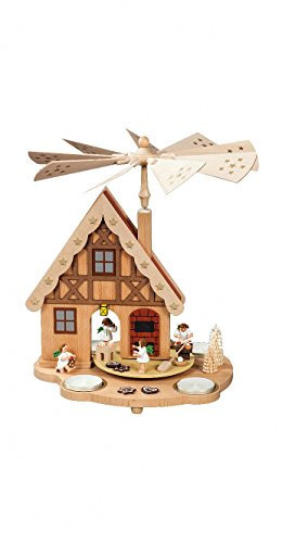 ISDD German pyramid angel bakery with house, height 29 cm/11 inch, original Erzgebirge by Richard Glaesser Seiffen