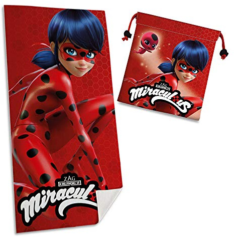 Ladybug Handduk 140x70 Cm +Snackväska 24x22Cm (Licenser LB17025M)