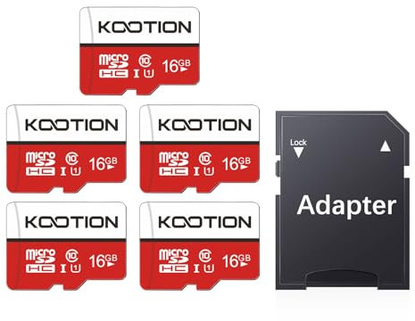 KOOTION Micro SD Karten 16GB Class 10 5er Pack Mini SD Karte 5 STK Speicherkarte UHS-I MicroSDHC 16G Set Memory Cards 5 Stück SD Karten Micro SD Cards für Kameras Handy Tablets Android Smartphones