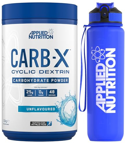Applied Nutrition Bundle Carb X 1.2kg + Lifestyle Water Bottle 1000ml | Cyclic Dextrin Carbohydrate Powder, Intra Workout Carb Powder, Fuel Training, Quick Source of Energy, Vegan (Unflavoured)
