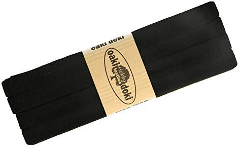 Schrägband Jersey 3m Breite 20mm Oaki Doki Tricot de Luxe Einfassband elastisch über 80 Farben, Farbe:schwarz