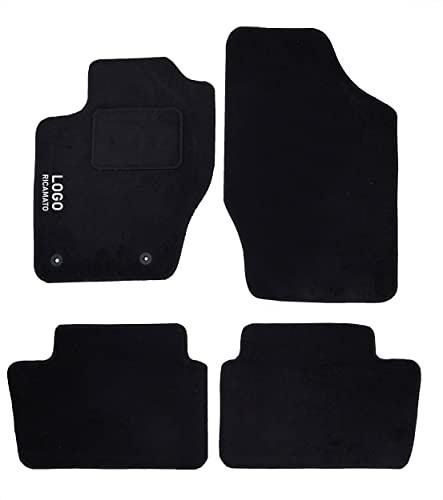 Auto Accessori Lupex | Juego de 4 Alfombrillas de Coche compatibles con 307 (2001-2009) con 2 Clips de fijación | Alfombras moldeadas de moqueta con Bordado en el Lado del Conductor