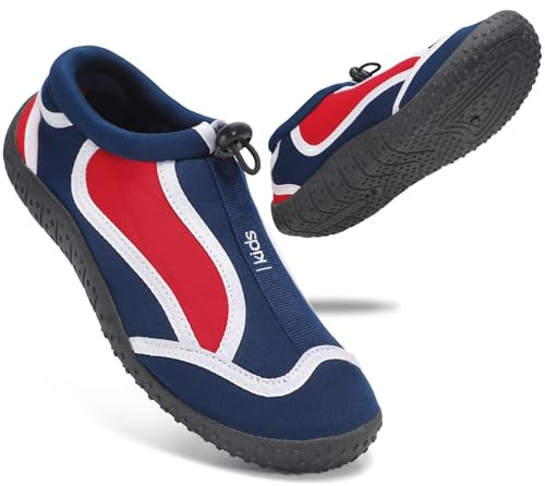 STQ KIDS Water Shoes Kids, Quick Drying, Non-Slip, Navy Red 11 UK Child