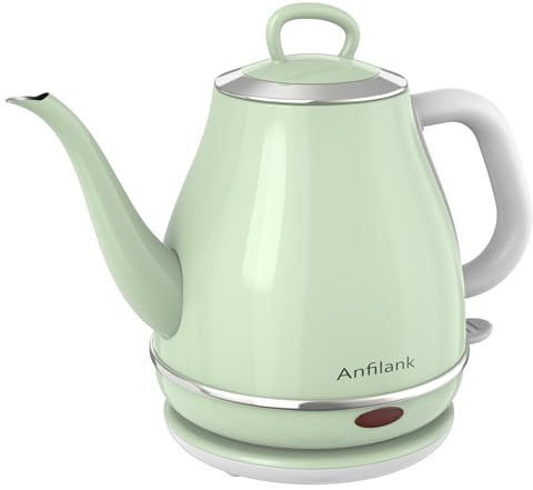 Anfilank Electric Gooseneck Kettle, 1L 1500WFast Boil, 100% Stainless Steel BPA Free Pour-Over Coffee & Tea Kettle,Water Boiler with Auto Shut & Boil-Dry Protectio,Green