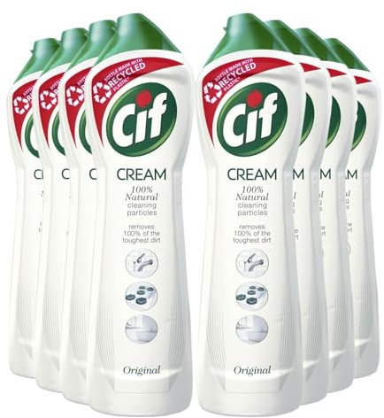 Cif Original Cream Detergente multiuso per superfici arricchito con un fresco profumo oceanico realizzato con particelle detergenti naturali al 100% per una pulizia delicata e affidabile, confezione