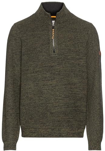 camel active Men's Cotton Blend Knitted Troyer, dark green, XX-Large