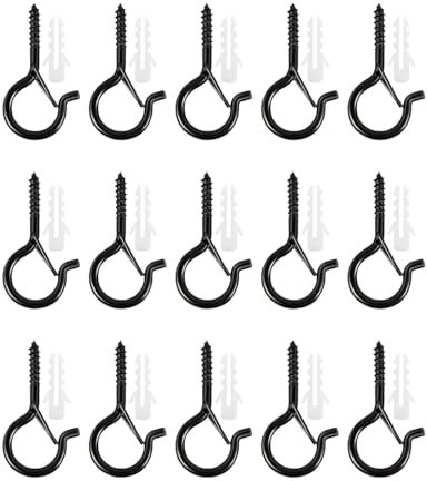 TOZBLEU 15 pcs Ganchos de Techo,Alambre de Tornillo Ganchos, Ganchos Q-Hanger con Hebilla de Seguridad,Ganchos de Rosca de Luz,para Exteriores Luces, Macetas, Colgar Tazas