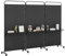 COSTWAY 3 Panel Folding Room Divider, Rolling Wall Privacy Screen Protector with 3 Metal Shelves & Lockable Wheels, Freestanding Paravent Partition Separator for Bedroom Office, 262 x 188cm (Black)