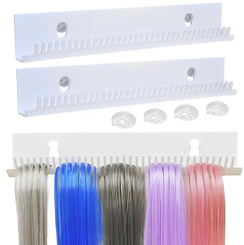 MZSX 2 pcs Support d'extension de cheveux, présentoir de couleurs de cheveux en acrylique, pour tresser les cheveux, organisateur de rallonges de cheveux, rangement portable