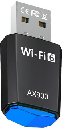 Hemlosk AX900 Mini USB WiFi 6, Adaptador WiFi para PC Compatible con Windows 11/10/7, Tamaño Mini Antena USB Doble Banda 5GHz 600Mbps + 2.4GHz 286Mbps, Dongle, MU-MIMO para PC y Portátiles, Negro