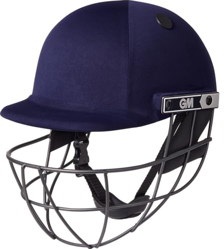 GM | Maestro Cricket Helmet | BSI Approved Batting Fielding Head Protection - Adult & Junior Size Ball | ABS Polymer Shell & Sleek Lightweight Steel Grille | Navy | Large Junior 550-570 mm