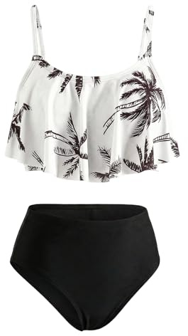 Keyck Conjunto de Bikini para Niñas Dos Piezas Traje de Baño 7-15 Años | Volantes Top con Tirantes Ajustables y Braga, Costume Bagno Nuoto Playa Piscina Bañador, Tankini Set para Ragazze Adolescente
