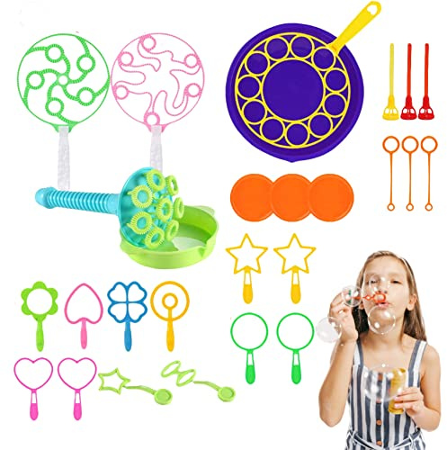 Takingup Juego de varitas de Burbujas, 28 Uds., Anillo de Palo de Burbujas, jabón para Fiestas de Verano, Juguete para niños, Varilla de de jabón de Colores aleatorios