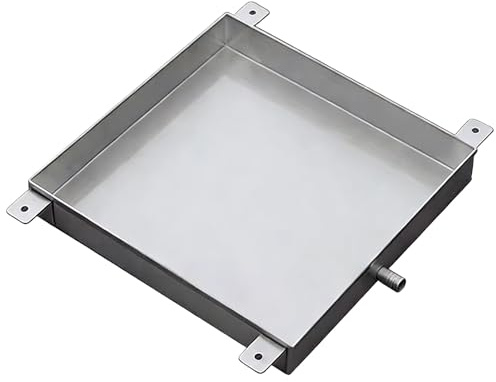 Bandeja de goteo de acero inoxidable 304 para aire acondicionado y lavadora, bandeja de metal resistente con manguera para recogida de aceite y drenaje de condensado