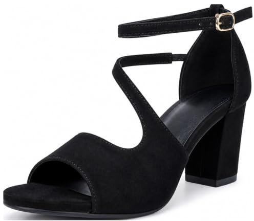 Sandaler Med Blockklack 7 Cm För Dam – Elegant Ankelrem Med Öppen Tå – Stabil Komfort Och Slank Silhuett